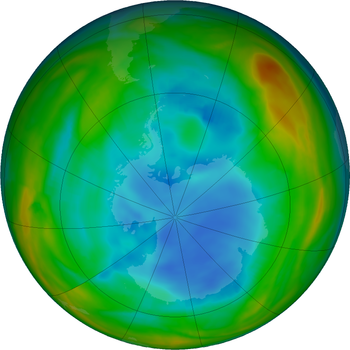 Antarctic ozone map for 28 July 2018